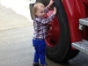 Checking out the Firetruck's tire